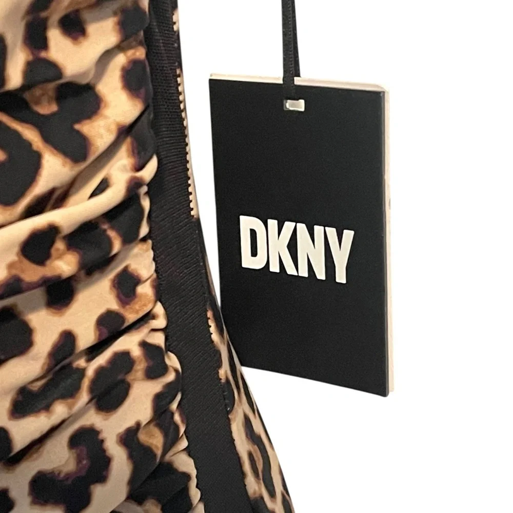 DKNY NEW Animal-Print Ruched One-Piece Swimsuit Mesh Sides Size 10 NWT $98 MSRP - Picture 6 of 15